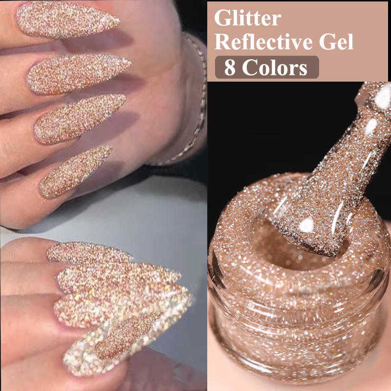 UR SUGAR 15ml Champagne or argent réfléchissant paillettes Gel vernis à ongles vernis Semi Permanent
