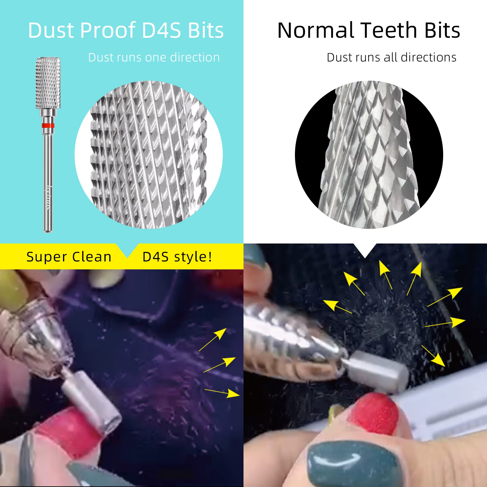 HYTOOS Fraise à ongles en carbure anti-poussière de 13 mm, embout droit 3/32 pour manucure électriqu