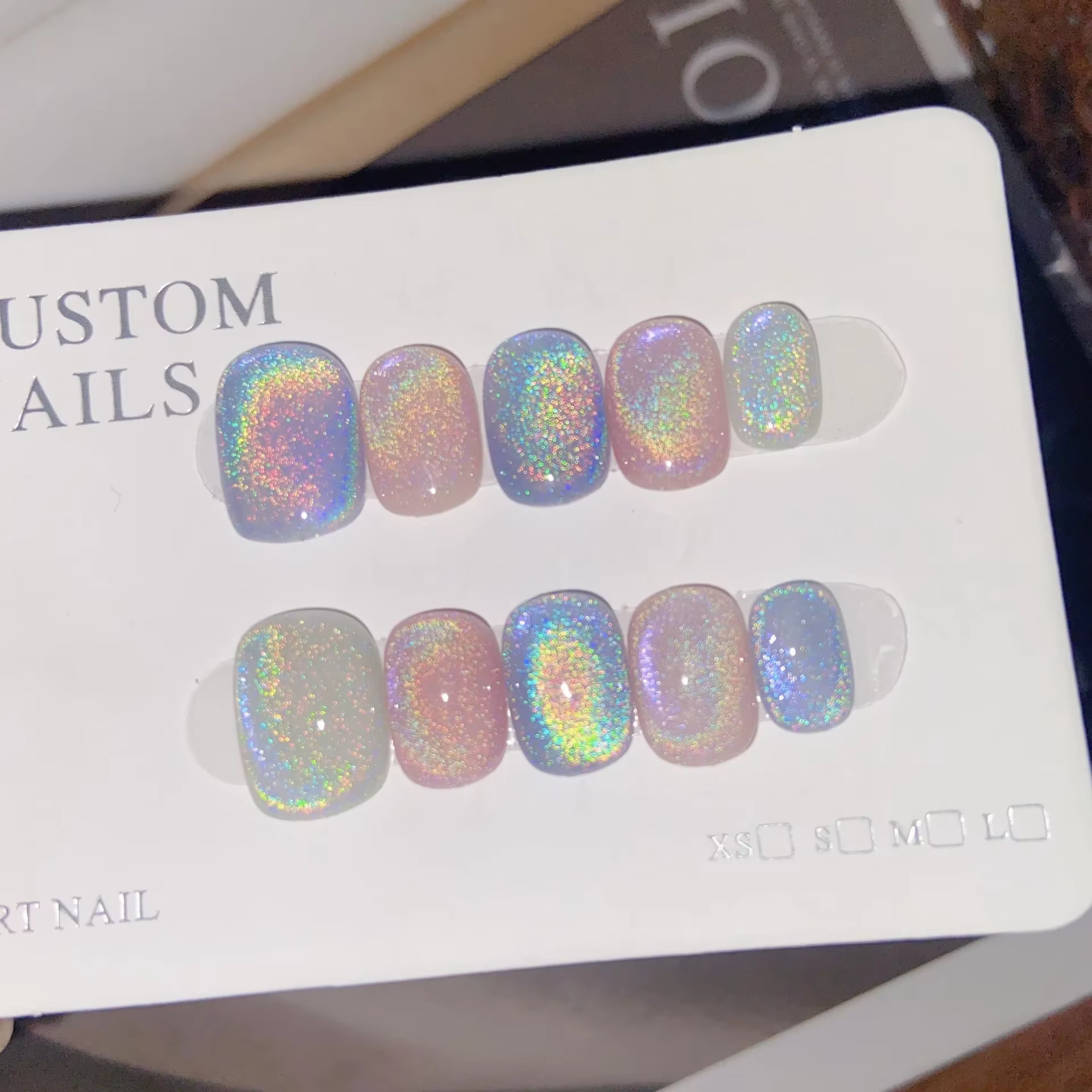 Ensemble de Nail Art court Style Ballet coloré ombré œil de chat, brillant, réutilisable, Durable, p