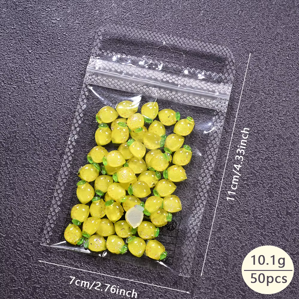 Breloques pour ongles Fruits d'été 3D, 50 pièces, Mini résine pastèque/cerise/fraise/citron/pomme, d