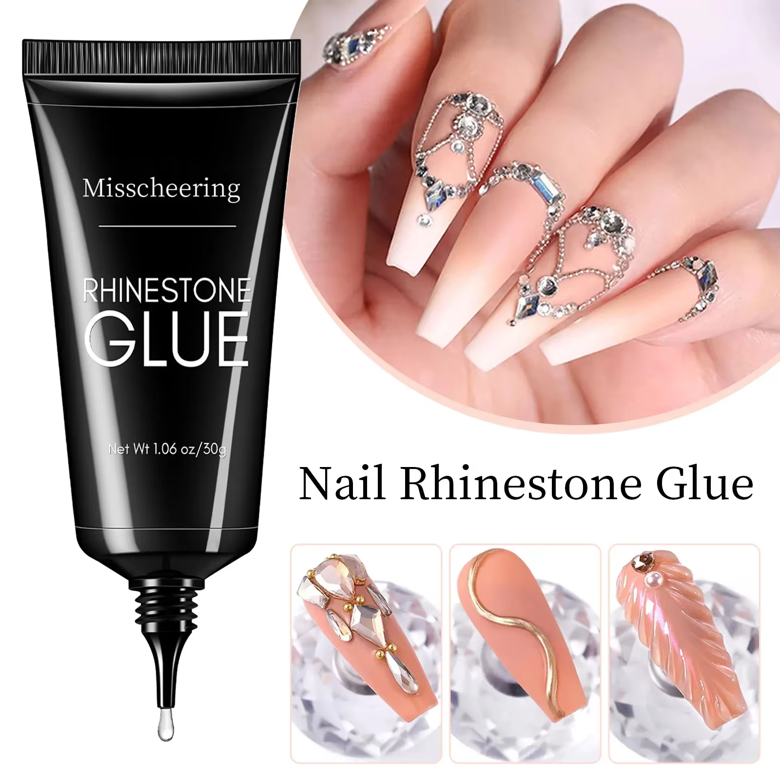 Colle à ongles en biscuits pour N64.Super, Gel de bain, Charme 3D N64.Bling, Décoration Gem Nail Art