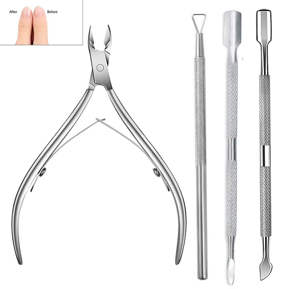 LINMANDA pince à cuticules avec poussoir à cuticules dissolvant et tondeuse à cuticules en acier ino