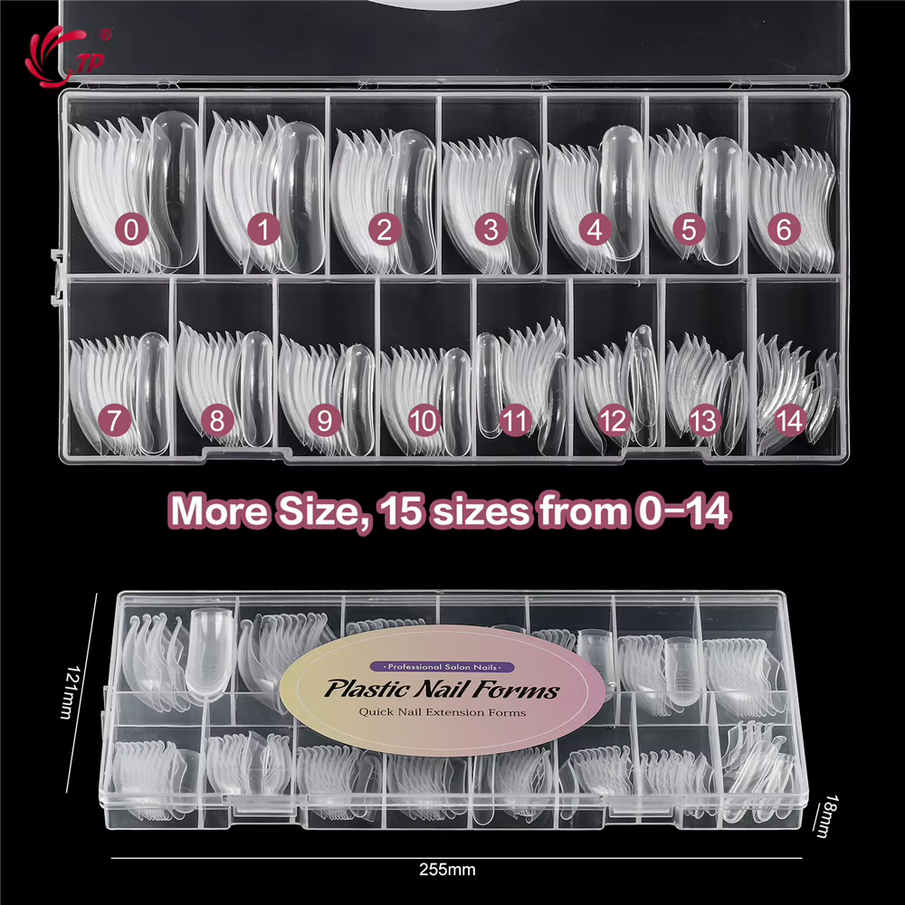 TP 150 pièces formes d'ongles cercueil incurvées longues moule à ongles clair pour Gel d'ongle Poly