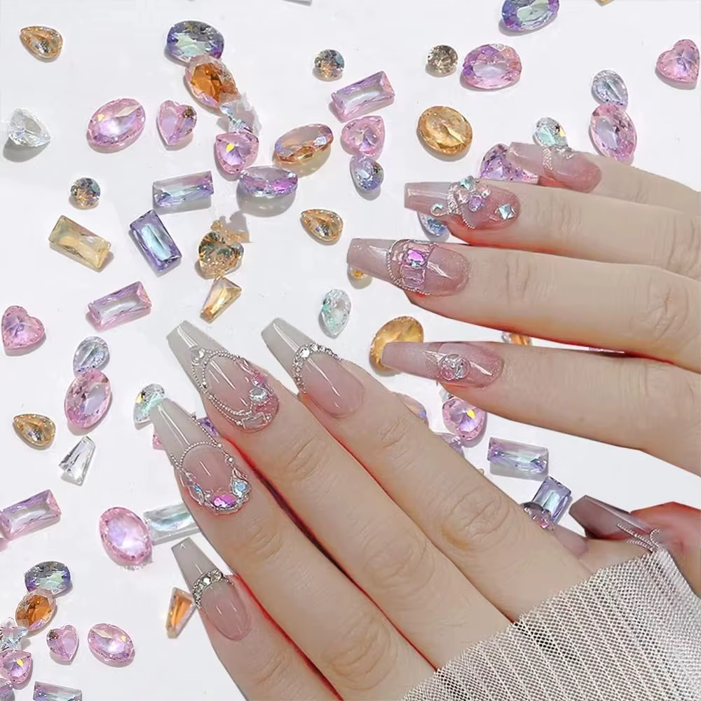 50 pièces 3D 5A 1-4MM Mini Zircon Nail Art strass cristal diamant accessoires pour paillettes manucu