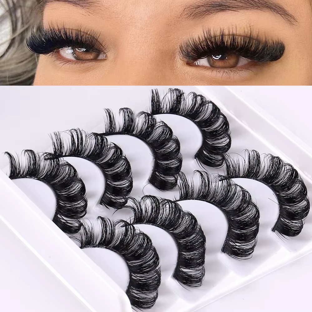 4 paires de cils à bande russe cils de vison moelleux faux cils 3D cils de Volume russe faux cils