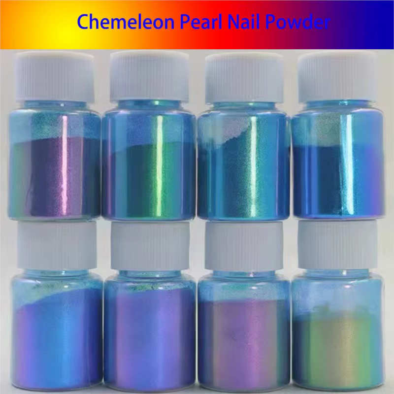 10g caméléon Mica perle ongles paillettes poudre haute brillance néon poudre Fine aurore nacré manuc