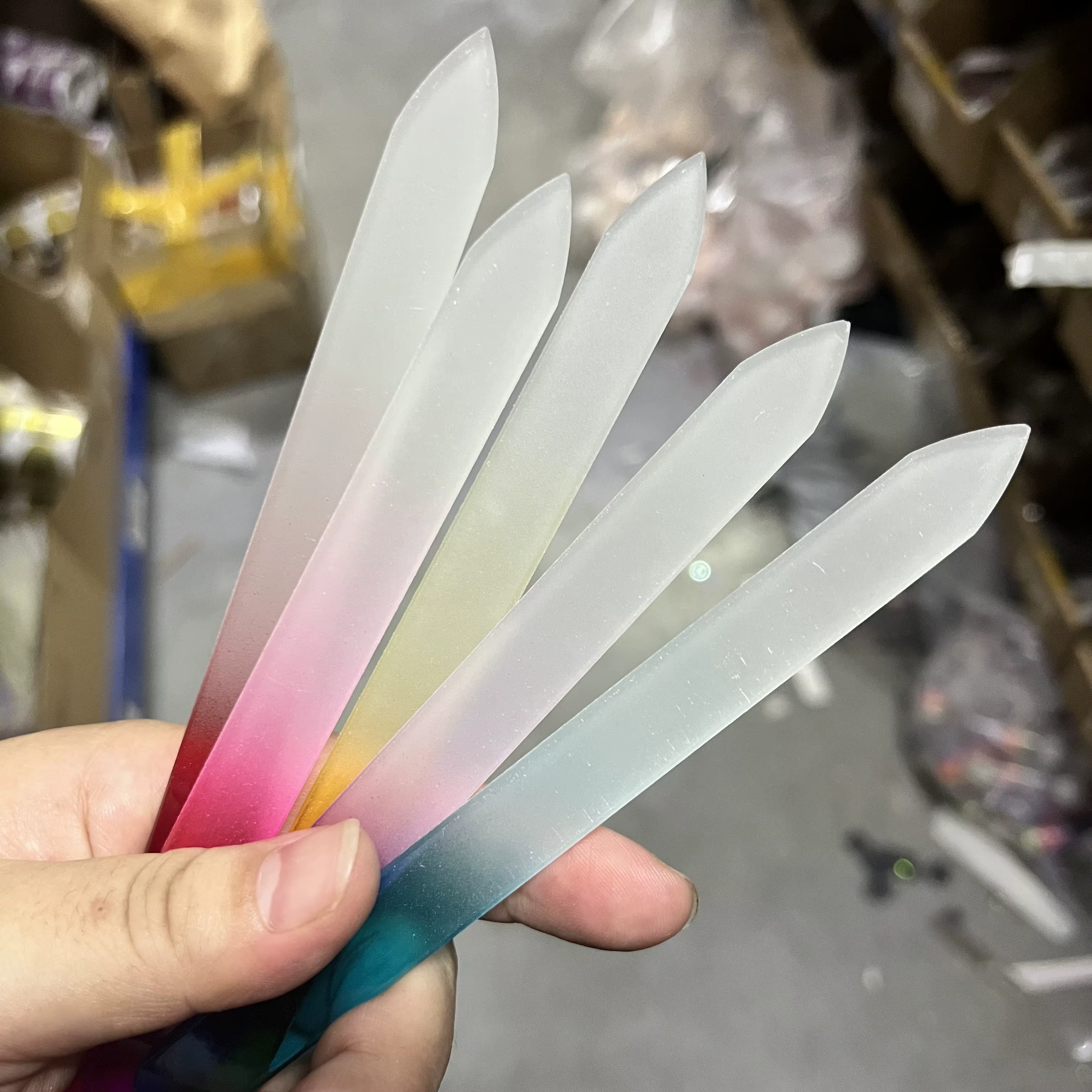 Limes à ongles en verre, 5 pièces, pour ongles naturels, Double face, gravés ombrés, voyage, outils