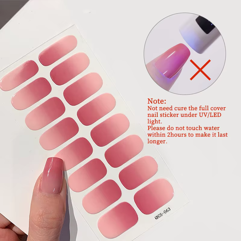 Autocollants dégradés à couverture complète pour ongles, multi-documents, curseur auto-adhésif, pas