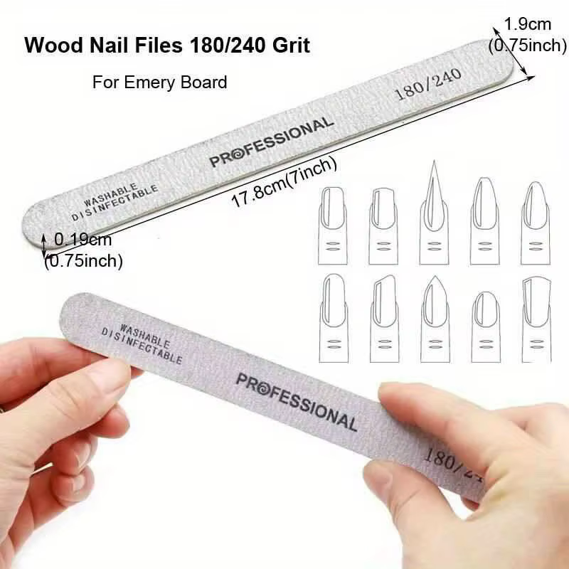 10/25/50 pièces lime à ongles 100/180/240 bloc tampon de ponçage en bois pédicure manucure UV Gel ve