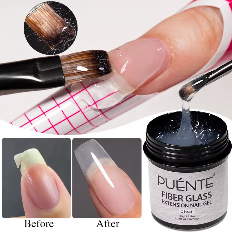 PUENTE 100g vernis à ongles Gel d'extension en fibre de verre Transparent pour renforcer la construc