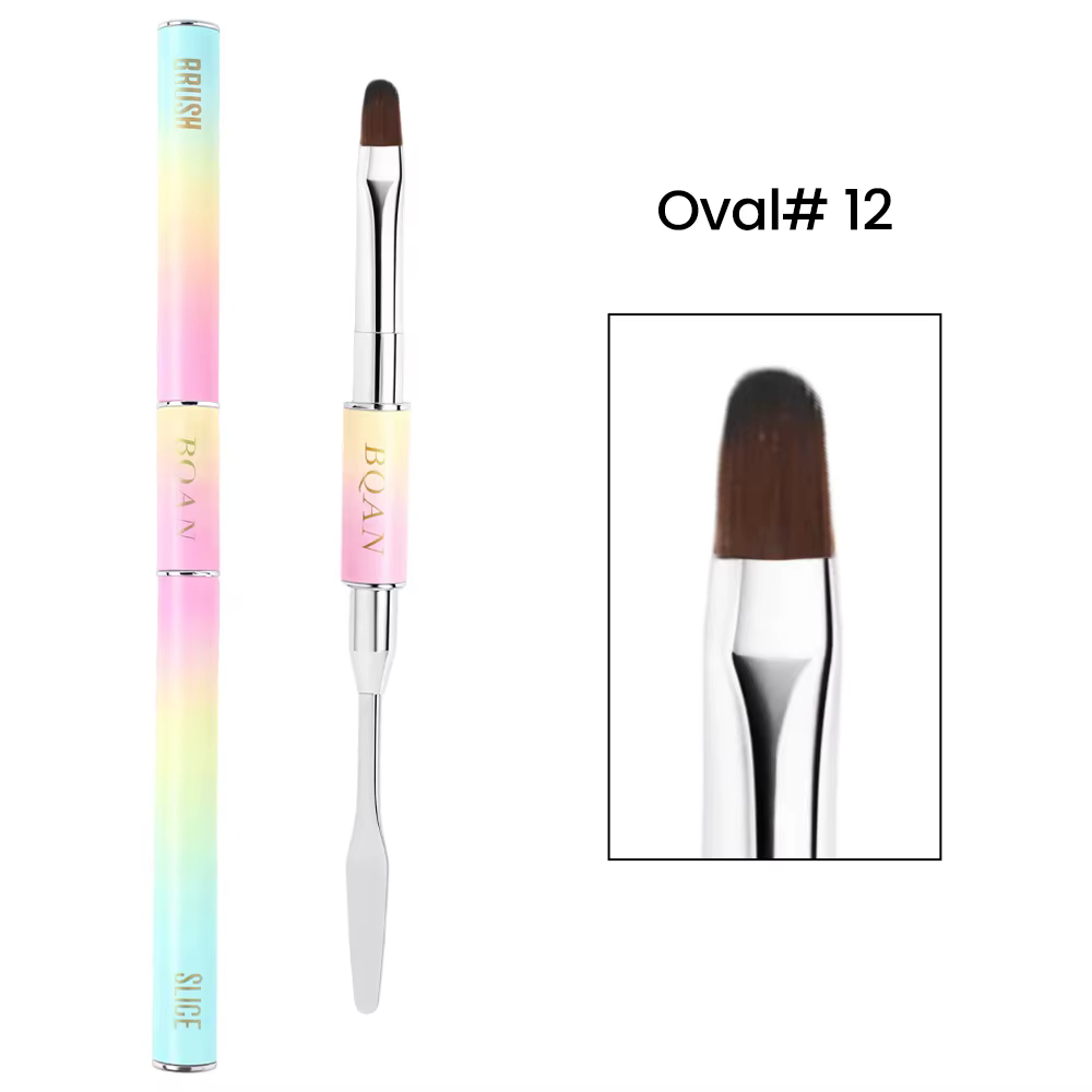 Pinceau à ongles à dégradé de couleurs, pinceau ovale avec spatule, gel allongé pour l'amélioration 