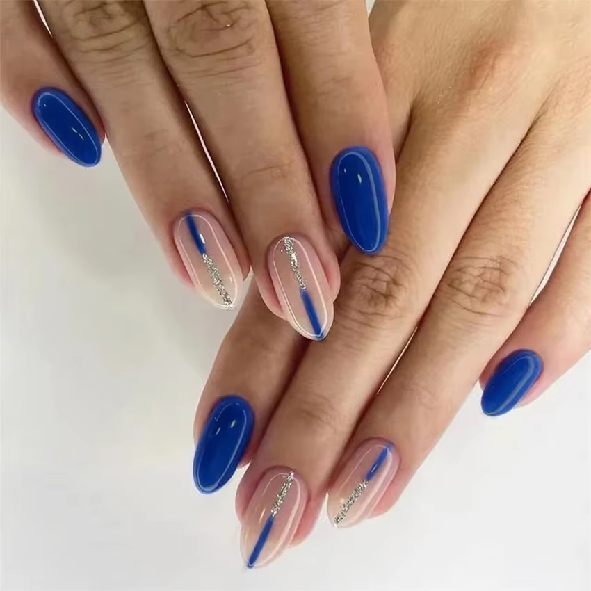 24 pièces/ensemble Faux ongles en acrylique longs forme ballerine à presser, réutilisables, colorés