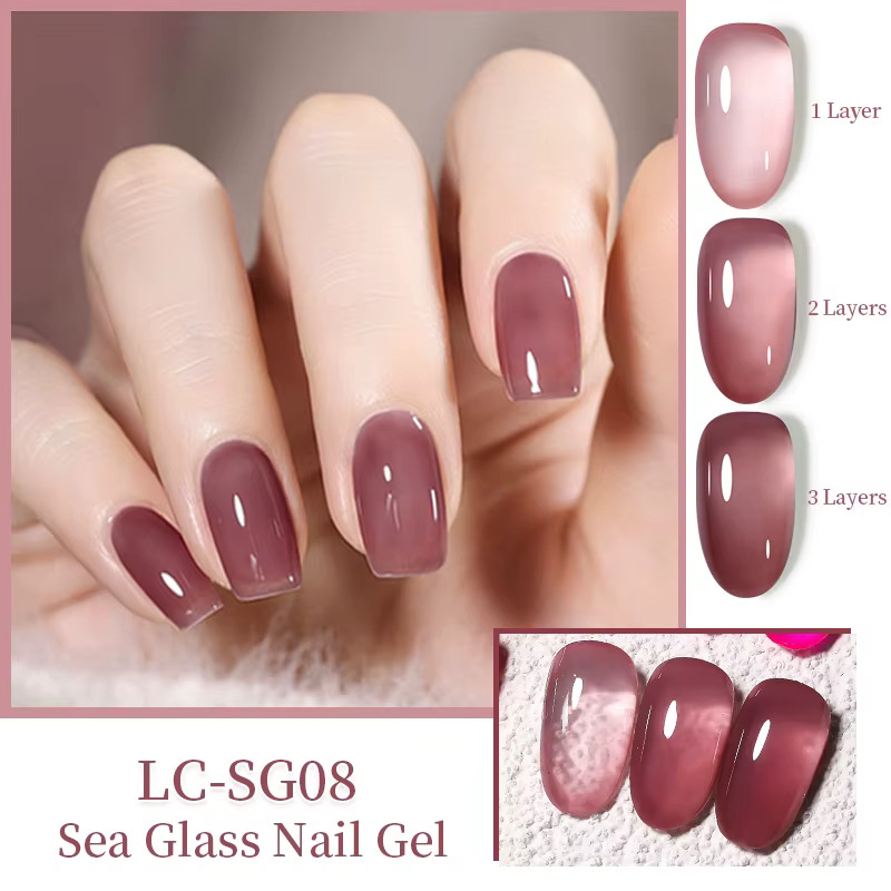 LIToxic-Ensemble de Verhéritage à Ongles Gel Rose Nude et Gelée Translucide, Semi-Continu, Soak Off,