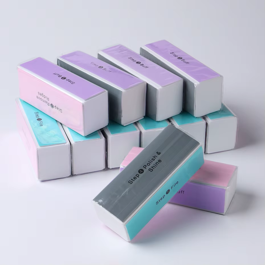 Tampons à ongles en éponge 4 côtés, bloc de ponçage coloré, meulage, polissage, lime à ongles, outil