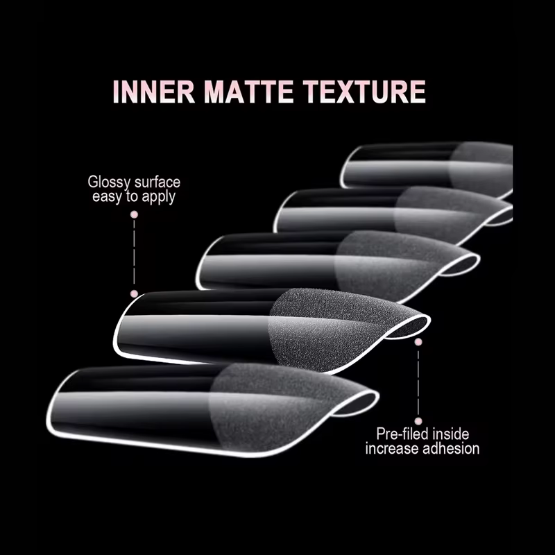 600 Couverture complète demi-givré faux ongles conseils carré français faux tremper Gel ongles Exten