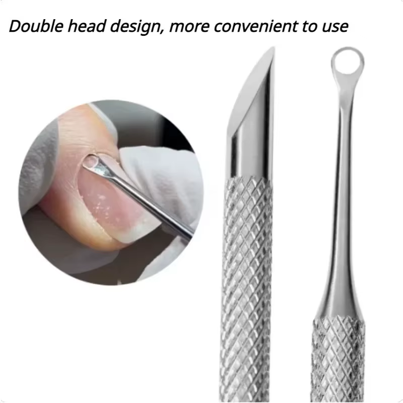 Dissolvant de bâtons de manucure à Double extrémité en acier inoxydable, outil de meulage des ongles