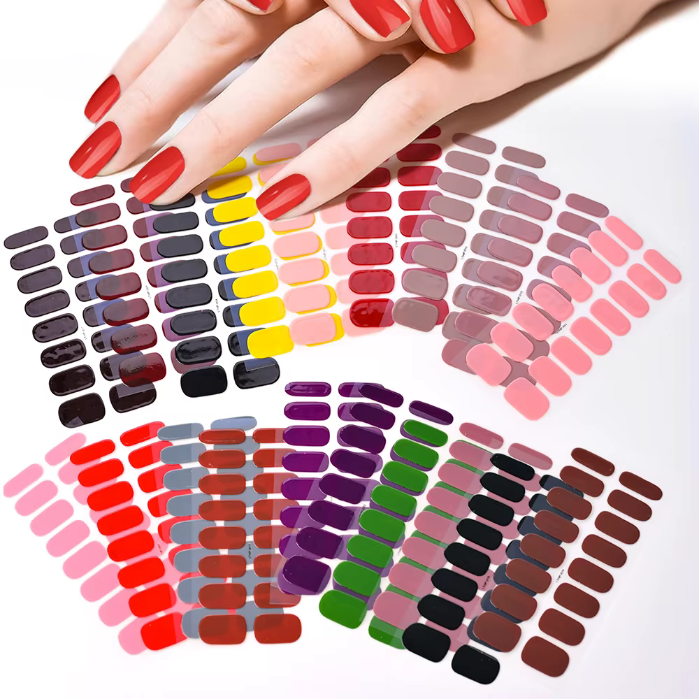 Enveloppes semi-durcies pour ongles en Gel rapide, autocollant solide pour ongles, couverture complè