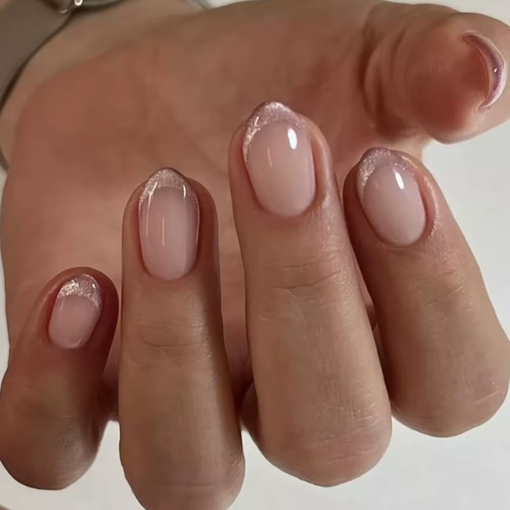 24 pièces amande dorée presse sur ongles faux ongles simples portable ongles à coller faux ongles Uñ