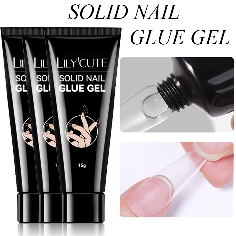 LILYCUTE 1/2/3 pièces 15g colle à ongles solide Gel pour pointe d'ongle presse sur les ongles longue