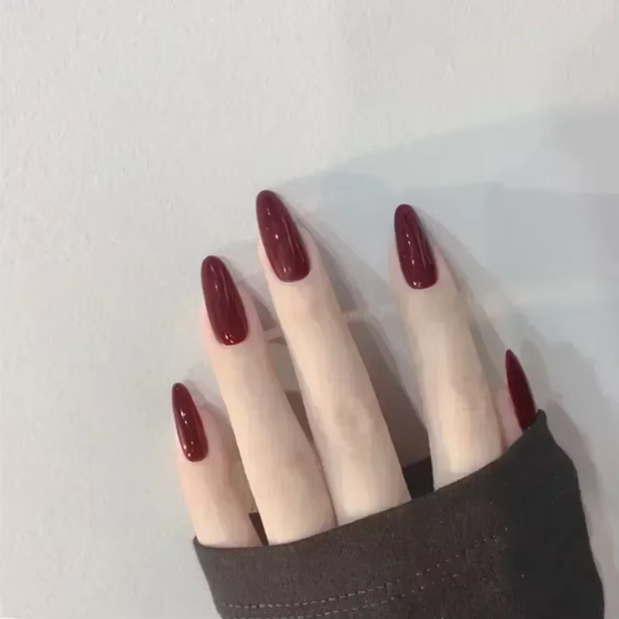24 pièces/boîte longs cercueil faux ongles Art Rose avec colle portable nu Rose blanc couleur gelée