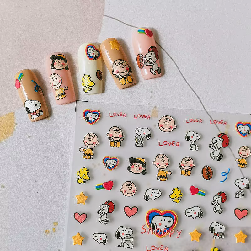 Autocollants pour ongles Snoopy de dessin animé mignon, 1 pièce, décoration pour Nail Art, nouveau p