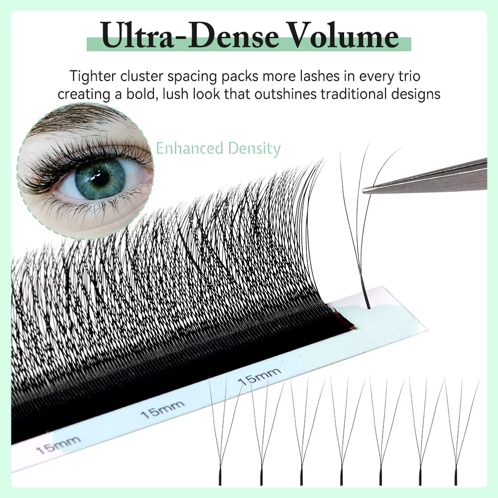 Yelix plus petite ouverture 3D cils étroits 3D W forme Extension de cils préfabriqués Volume ventila