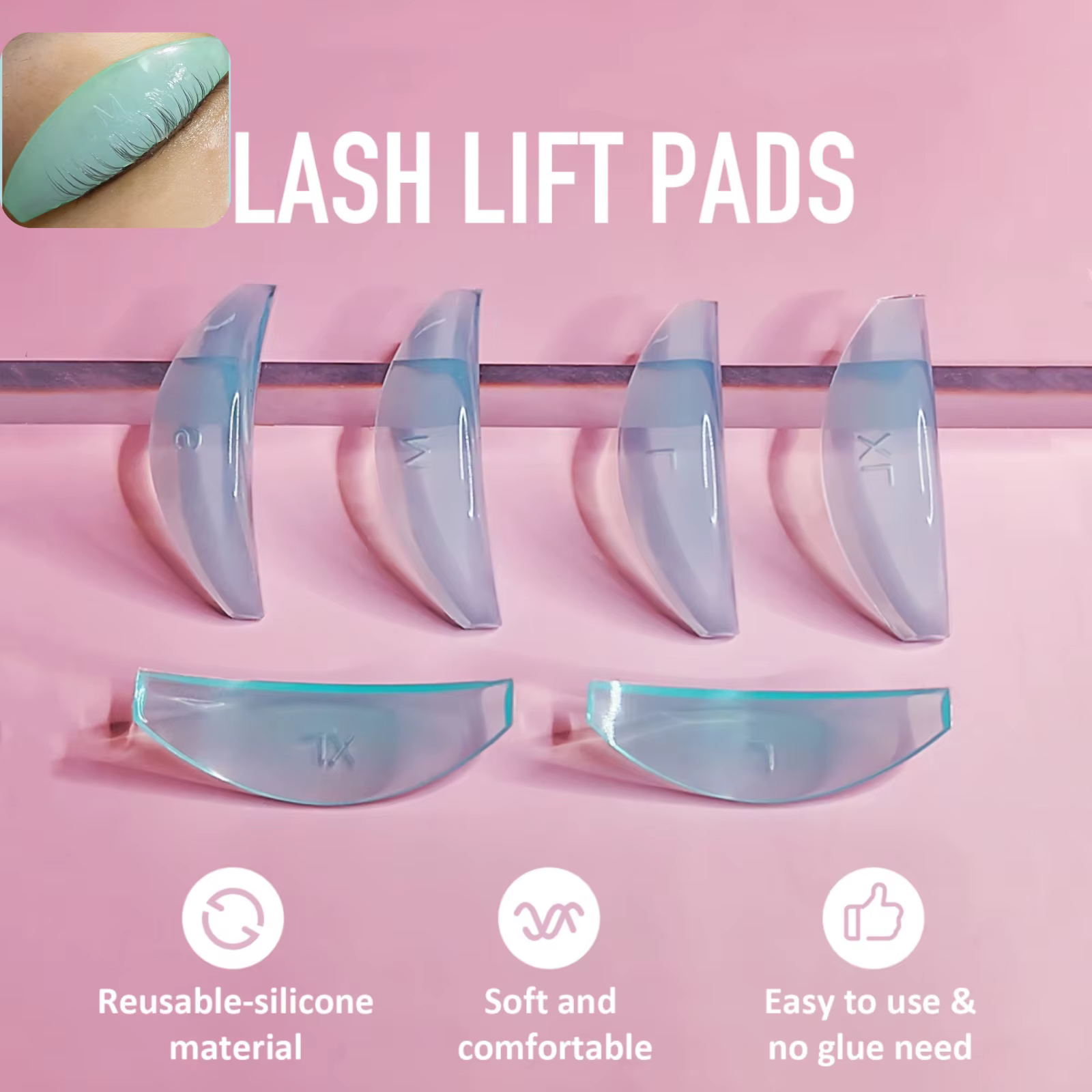 Lomansa 4 paires L Curl Silicone cils Perm Pad levage cils tiges bouclier cils recourbe accessoires 