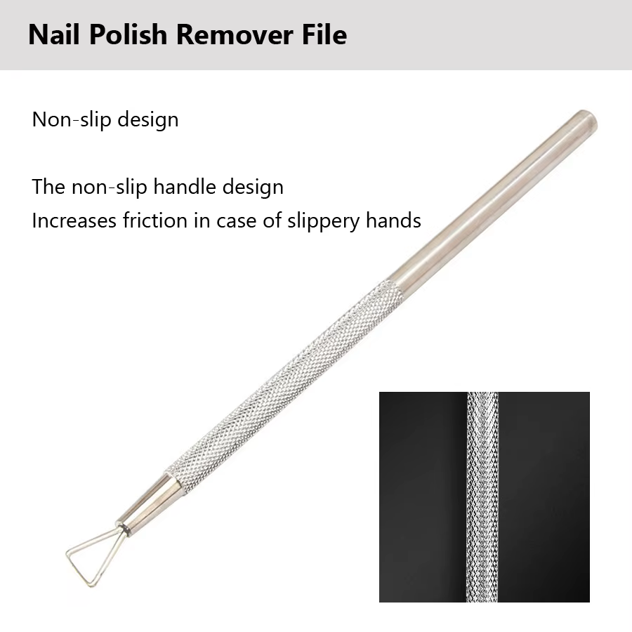 Outil de dissolvant de vernis à ongles en acier inoxydable, grattoir à ongles en Gel, poussoir à cut
