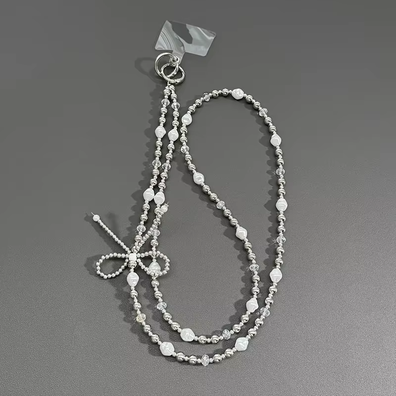 Nouvelle lanière créative pour téléphone portable, nœud en perles, ficelle de perles, accessoires de