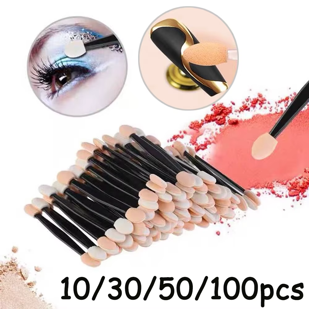 Brosse à ongles Double face chromée, applicateur de poudre pour ongles, bâtons d'éponge, fournitures
