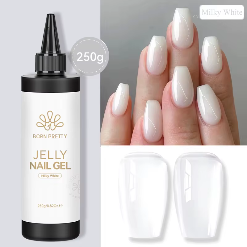 BORN PRETTY Vernis à ongles gel blanc laiteux 250g, blanc translucide, gel semi-permanent à retirer 