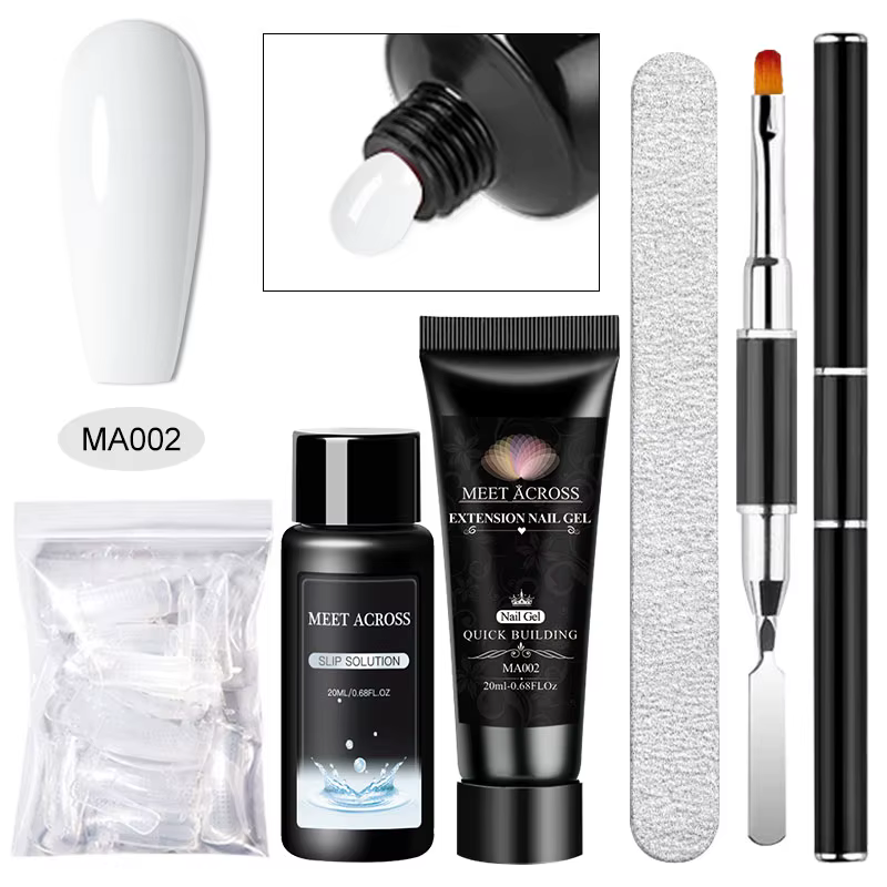 Ensemble de Gel pour ongles en Poly Extension, 5 pièces, blanc clair, nu, rose, vernis de constructi