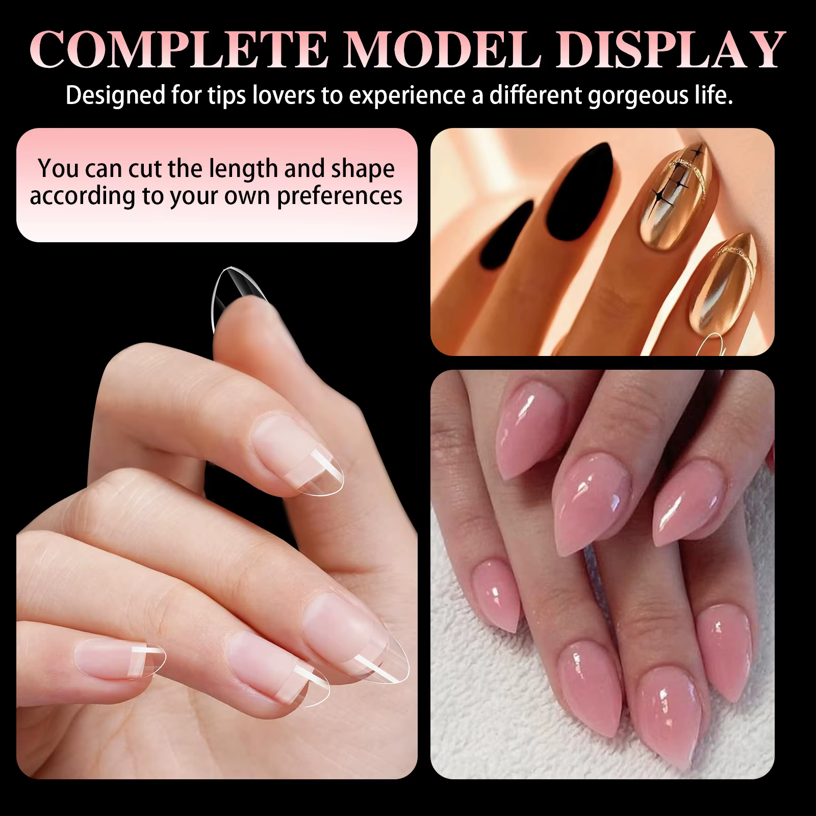 600 pièces/boîte Ultra court français faux presse sur acrylique ongles conseils amande carré sans tr