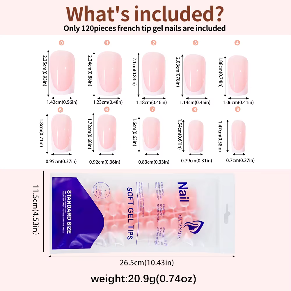 120 pièces = 24*5 français court carré cercueil faux ongles blanc rose Simple portable faux ongles b