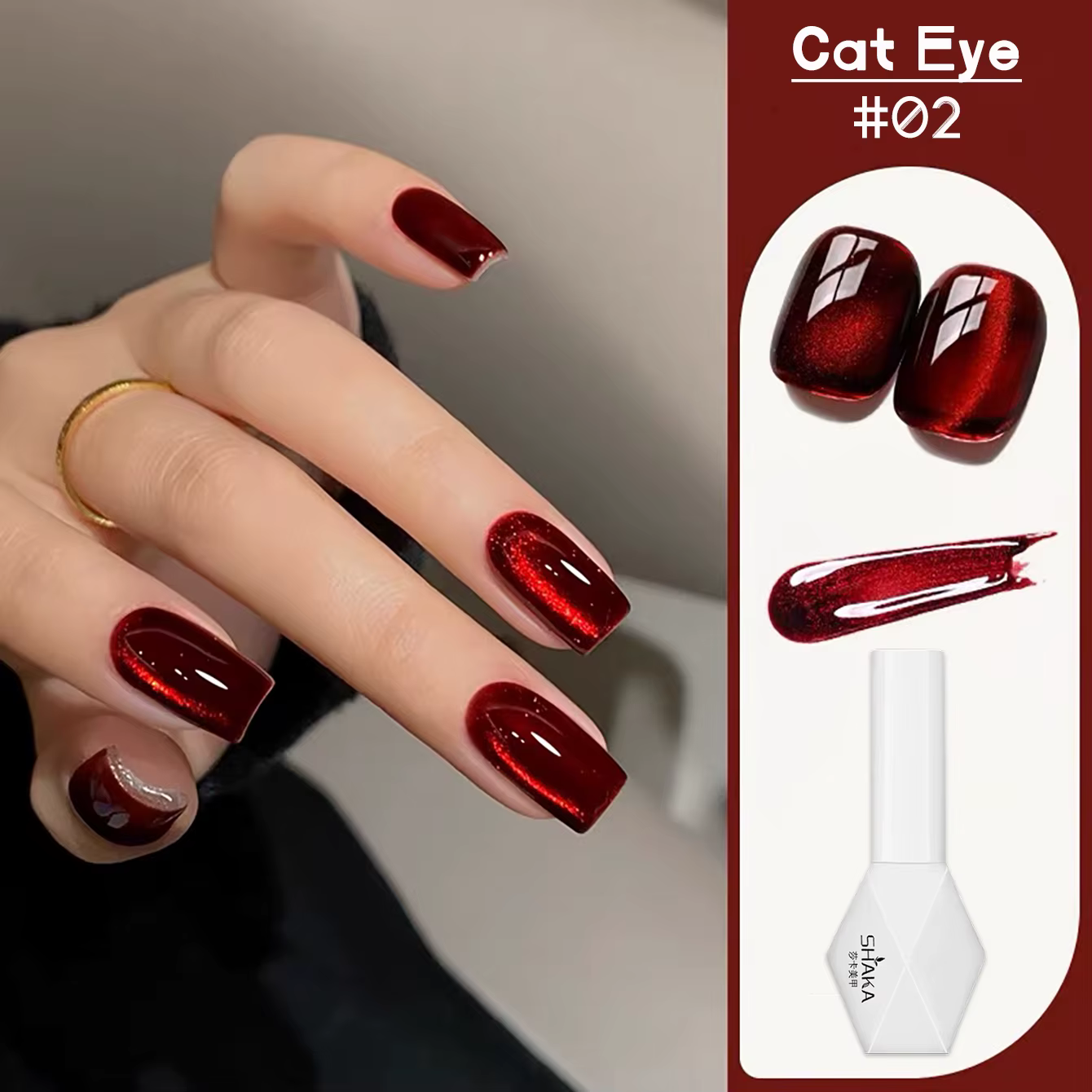 WS 6 couleurs 10ml perle de verre rouge chat Gel magnétique Ultra brillant Semi Permanent tremper Ge