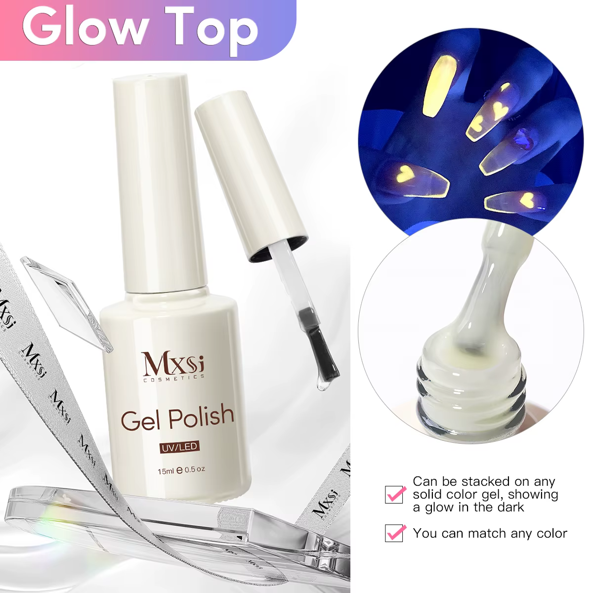 Vernis à ongles Gel UV brillant dans la nuit, couche de finition lumineuse, à tremper, sans collant,