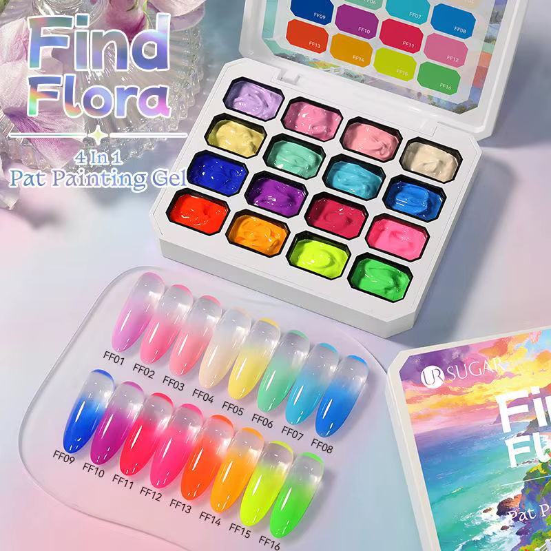 Kit de gel à ongles dégradé facile à appliquer, 16 couleurs pour une manucure artistique à domicile