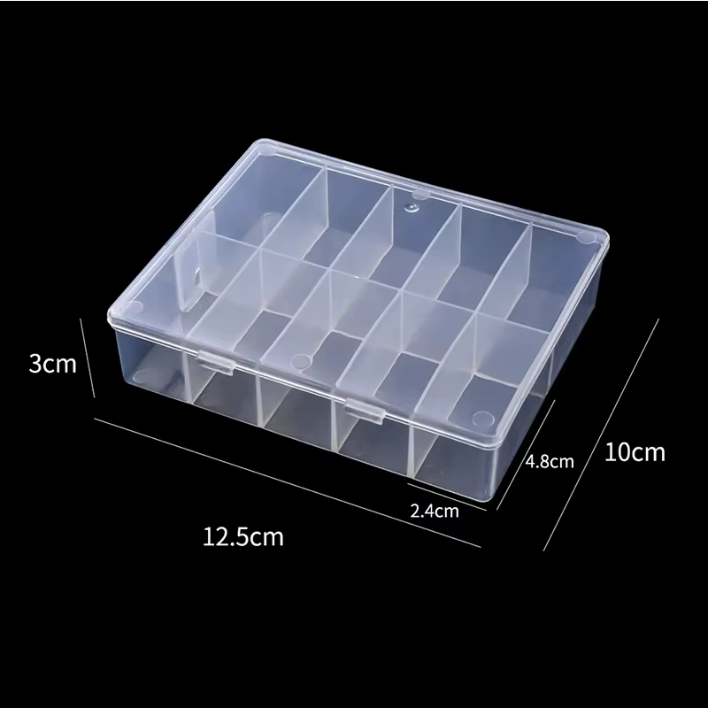 Boîte de rangement transparente vide pour feuilles d'ongles, 10 grilles, en plastique, pour bijoux,