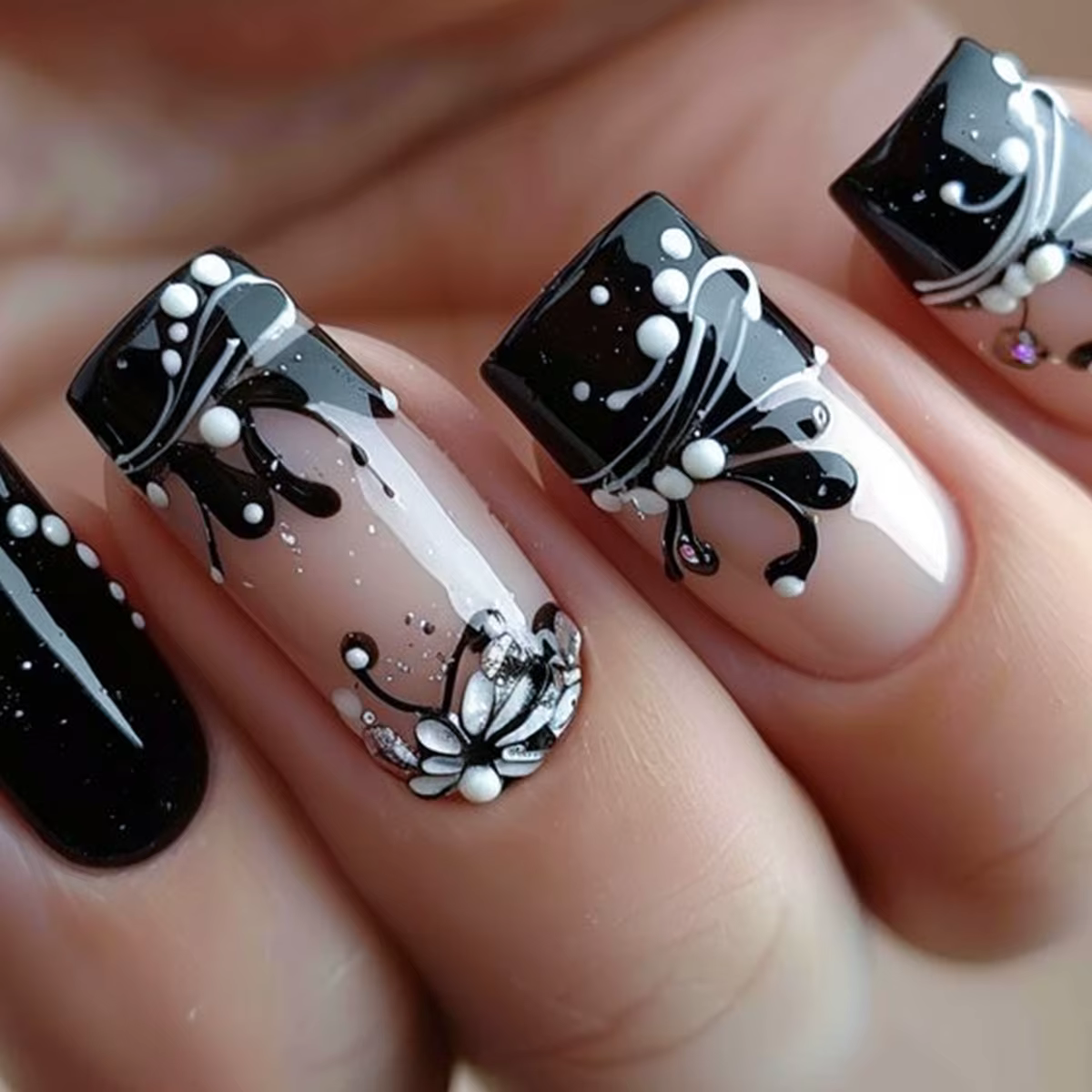 24 pièces court Ballet presse sur ongles dégradé faux ongles portable coller ongles faux ongles Uñas