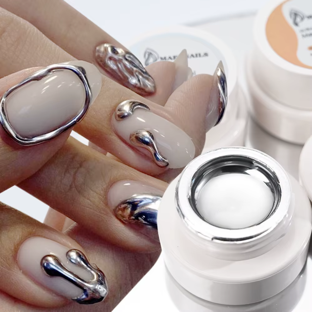MingLee argent métal Gel métallique vernis à ongles Chrome 3D métal peint Gel vernis 5ml liquide eff