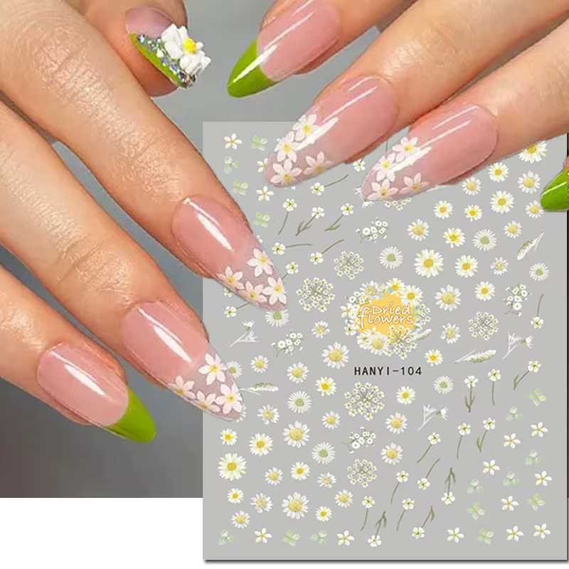 Autocollants 3d pour Nail Art, marguerite d'été, fleurs, pissenlit, fleurs, feuilles, Fruits, décalc