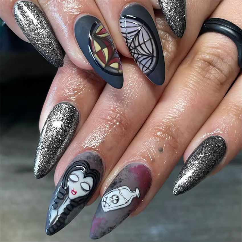 24 pièces/ensemble acrylique longue Ballet presse sur les pointes d'ongles cercueil portant des faux