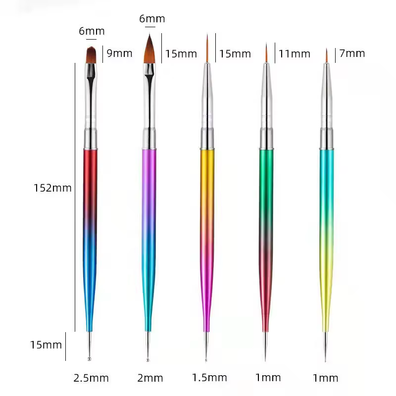 5/20 pièces Nail Art brosse conception pointe peinture dessin sculpture pointillage stylo FlatFan Li