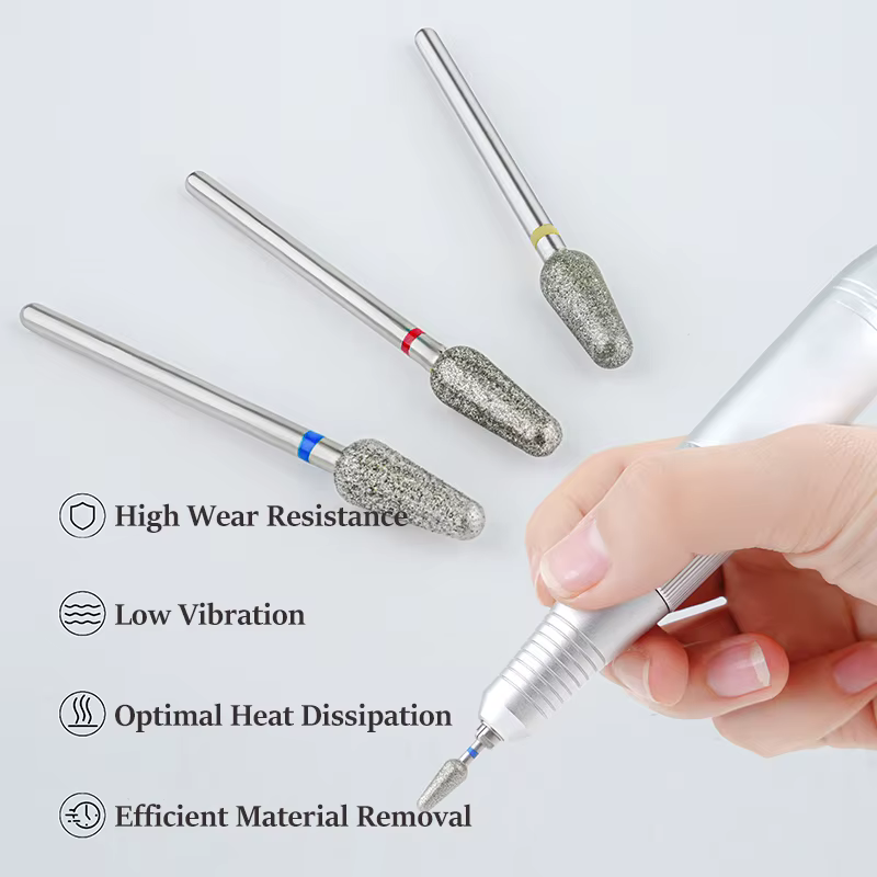 Limes à ongles en diamant, perceuse, mèche de polissage des cuticules, tête de meulage des ongles, m