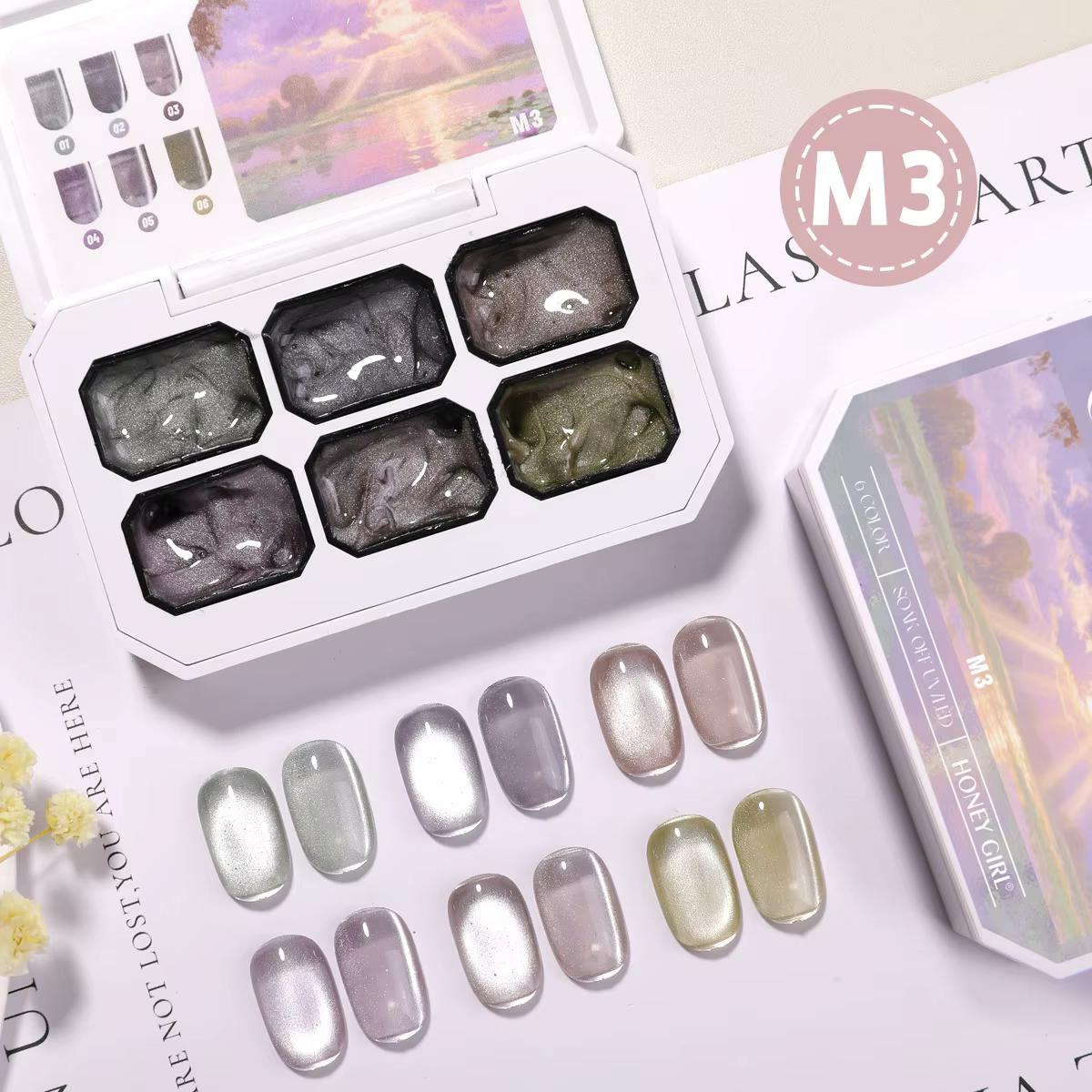 Gel magnétique pour ongles effet œil de chat 2g x 6 couleurs, vernis gel UV LED, manucure holographi
