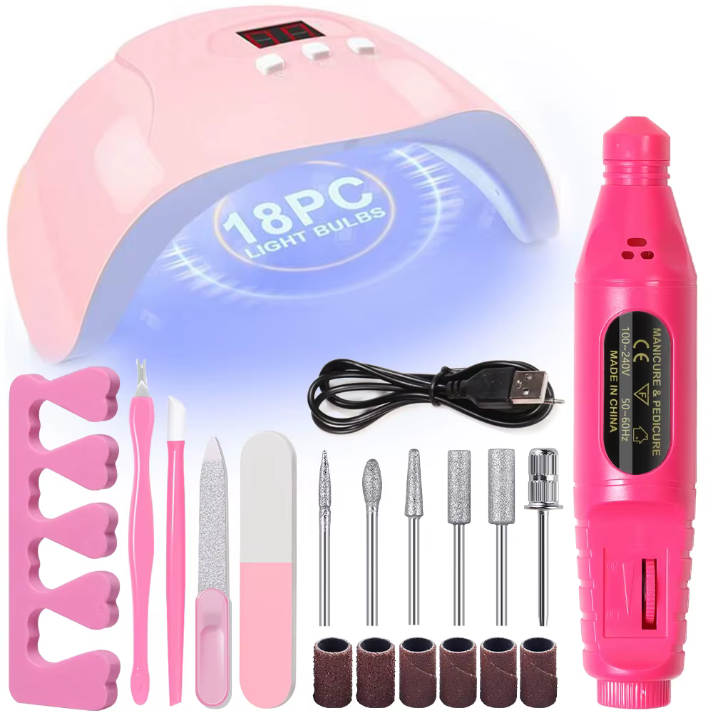 YIKOOLIN – ensemble d'outils d'art des ongles 7 en 1, avec lampe UV LED, perceuse électrique 20000 t