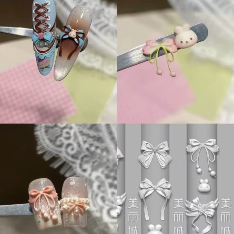 Moule 3D Transparent en Silicone pour Nail Art, 1 pièce, lapin de dessin animé mignon, conception de