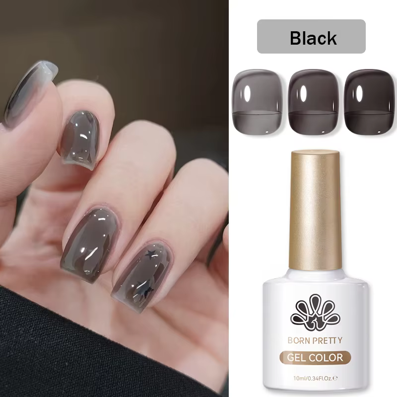Vernis à ongles gel noir et blanc BORN PRETTY 10ml, translucide, blanc laiteux, gel nude pour toutes