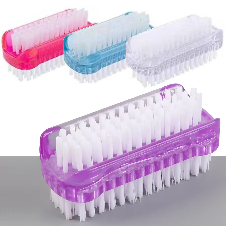 Brosse de nettoyage des ongles double face, outil de manucure et de pédicure, idéal pour les ongles 