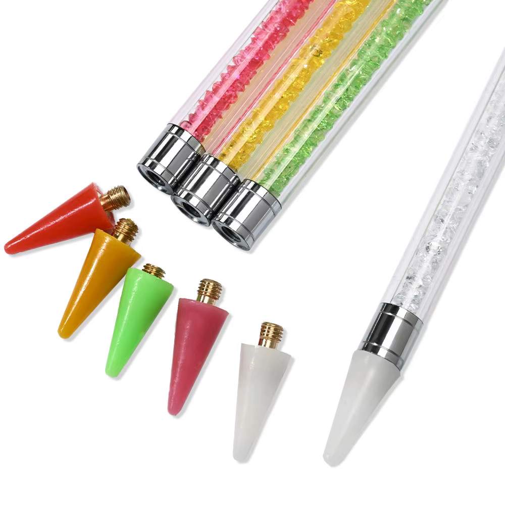 Sélecteur de pierres précieuses en strass à double extrémité, stylo à points, crayon de cire, poigné